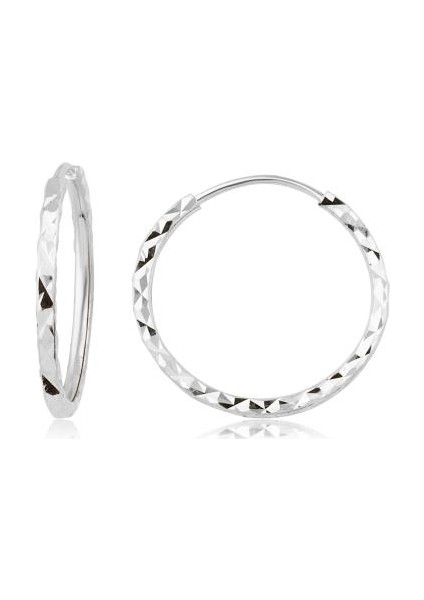 14 Ayar Kalemli Halka Küpe Beyaz (Çapı: 1.4cm) W4E35046