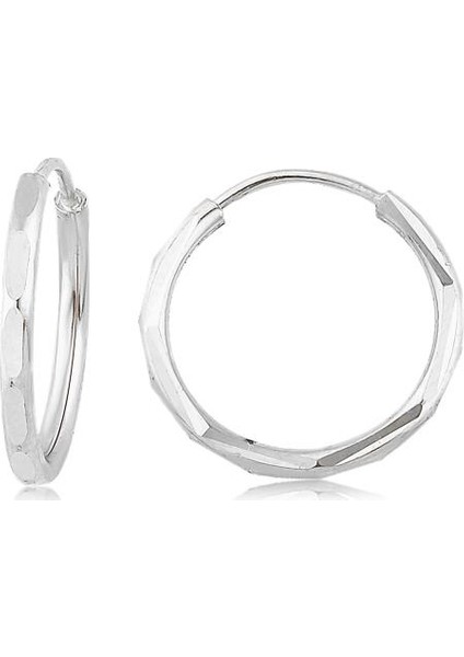 14 Ayar Kalemli Halka Küpe Beyaz (Çapı: 1.8cm) W4E35019