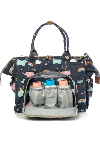 Baggage Bag Fil Desenli Lacivert Omuz Askılı Anne Bebek Bakım Çantası fiyatları