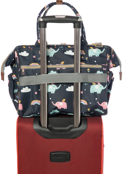 Baggage Bag Fil Desenli Lacivert Omuz Askılı Anne Bebek Bakım Çantası fırsatları