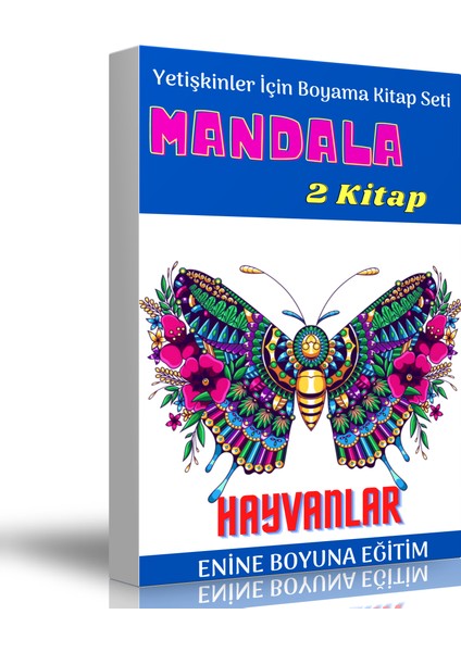 Enine Boyuna Eğitim Yetişkinler Için Hayvanları Boyama Kitap Seti -2 Kitap