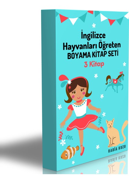 Enine Boyuna Eğitim Ingilizce Öğreten Boyama Kitap Seti -Hayvan Isimlerini Öğreniyoruz