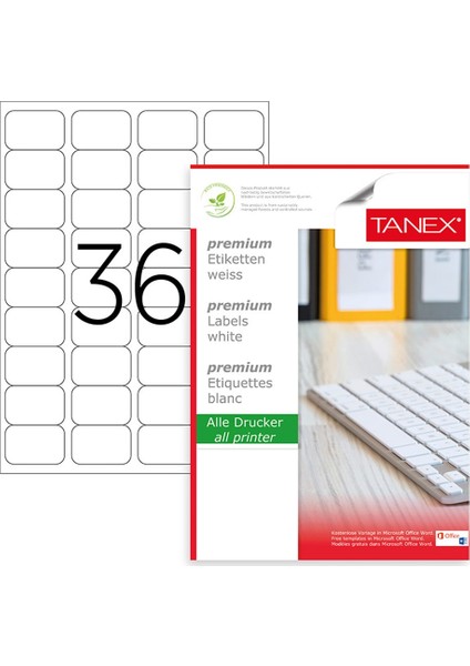 TW-2036 Lazer Etiketi 100 Adet 45 x 30 mm