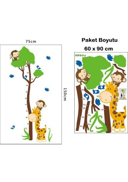 Kt Decoration Çocuk Odası Dekoru Boy ve Gelişim Ölçer Büyük Boy Zürafa Pvc Duvar Sticker fırsatları