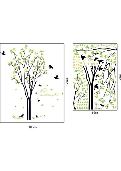 Kt Decoration Duvar Sticker Ev Dekorasyonu Ağaç ve Kuşlar Kendinden Yapışkanlı Pvc Duvar Dekoru Hediyelik Görsel