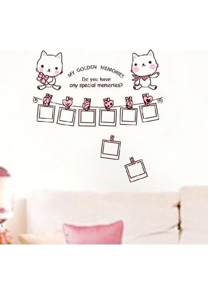 Kt Decoration Kedili Fotoğraf Resim Çerçeveli Bebek ve Çocuk Odası Pvc Duvar Sticker fırsatları