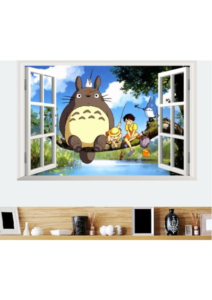 Kt Decoration Miyazaki Komşum Totoro Bebek ve Çocuk Odası Anime Pvc Duvar Sticker