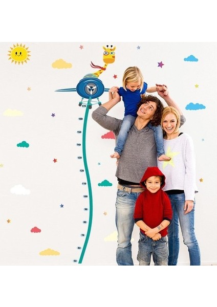 Kt Decoration Pilot Zürafa Boy Ölçen Çocuk Odası Dekorasyonu Duvar Dekoru Sticker