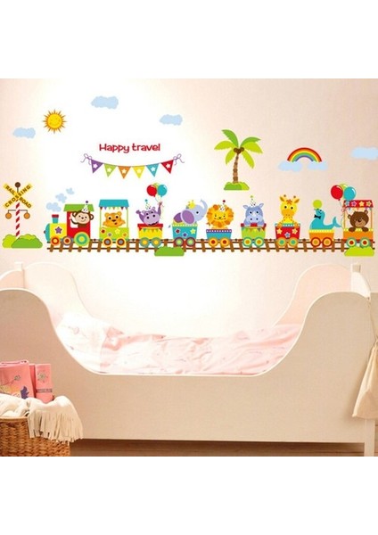 Kt Decoration Tren ve Hayvanlar Bebek ve Çocuk Odası Pvc Duvar Sticker