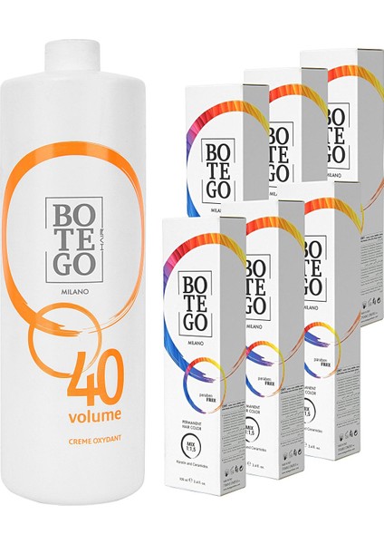 Botego Milano Parabensiz 10 Platin Sarısı Krem Boya 6 x 100 ml + %40 Volume Oksidan 1000 ml