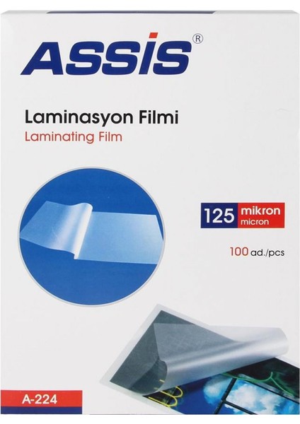 Laminasyon Filmi A4 125 Mikron (100'lü) 1 Paket