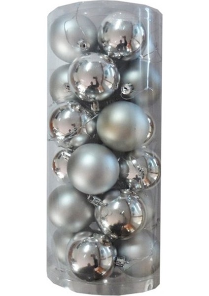 12 Adet 5 cm Gümüş Renk Yılbaşı Çam Ağacı Süsleme Cici Topu