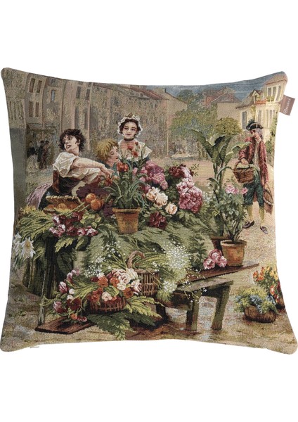 Belıeve Çiçekçi Kız Goblen Kırlent 45 x 45 cm