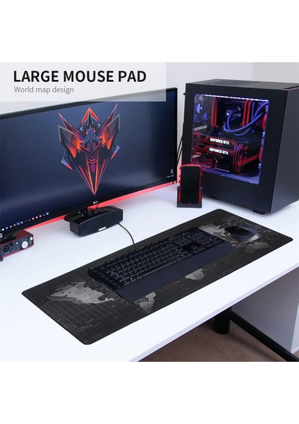 Dünya Haritası ile Büyük Mouse-Pad Büyük Boy Genişletilmiş 70x30cm.