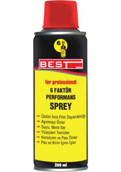 6 Faktör Yağlayıcı Pas Önleyici Performans Spreyi 200 ml