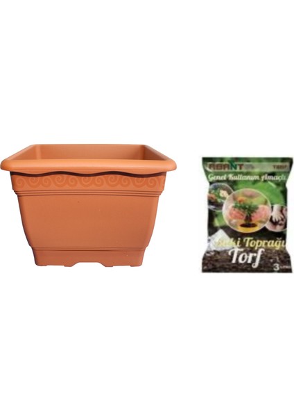 1 Adet 3 Lt Papatya Balkon Saksı + 1 Adet Toprak