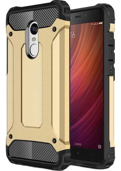 Caseart Xiaomi Redmi Note 4x Kapak Çift Katmanlı Zırh Tank Kılıf - Gold