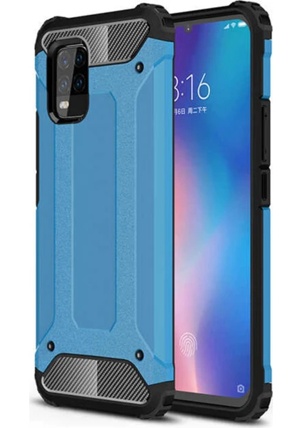 Caseart Xiaomi Mi 10 Lite Kapak Çift Katmanlı Zırh Tank Kılıf - Mavi