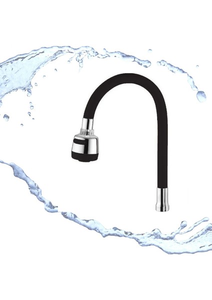 Fonksiyonlu Siyah Oynar Gövdeli Tasarruflu Su Musluk Başlığı Fonksiyonlu Silikon Kubar Kuğu Eviye Borusu