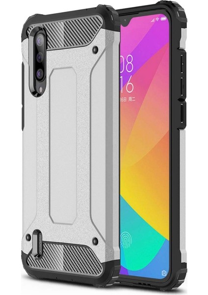 Xiaomi Mi 9 Lite Kapak Çift Katmanlı Zırh Tank Kılıf - Gri