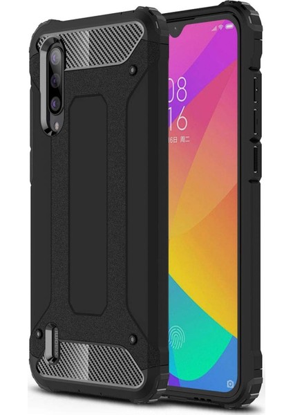 Xiaomi Mi 9 Lite Kapak Çift Katmanlı Zırh Tank Kılıf - Siyah