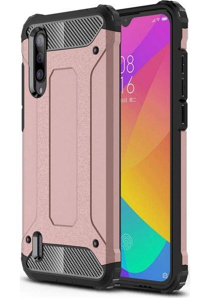Xiaomi Mi 9 Lite Kapak Çift Katmanlı Zırh Tank Kılıf - Rose Gold