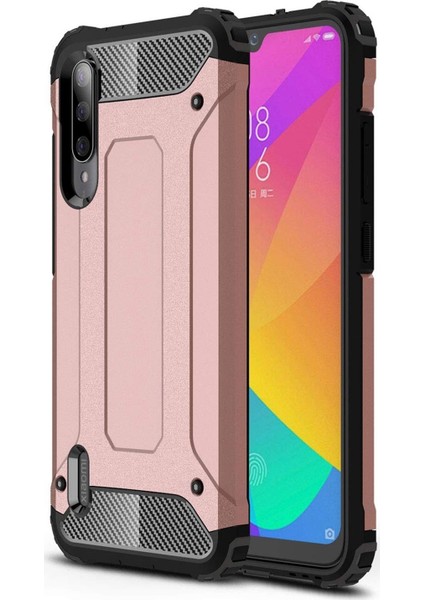Xiaomi Mi A3 Kapak Çift Katmanlı Zırh Tank Kılıf - Rose Gold