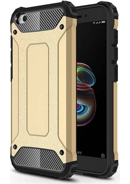 Xiaomi Redmi Go Kapak Çift Katmanlı Zırh Tank Kılıf - Gold