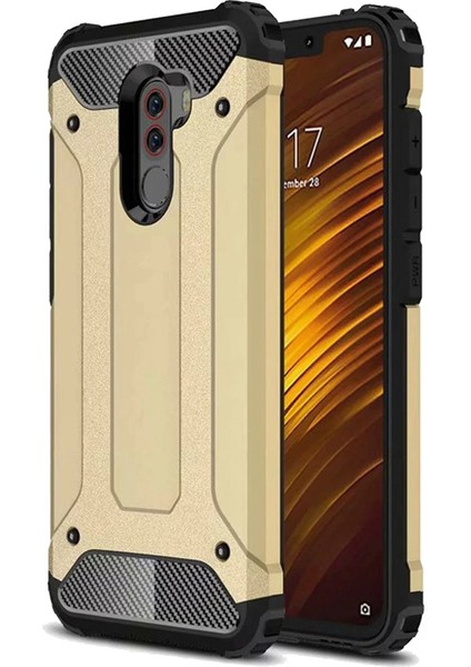 Xiaomi Pocophone F1 Kapak Çift Katmanlı Zırh Tank Kılıf - Gold