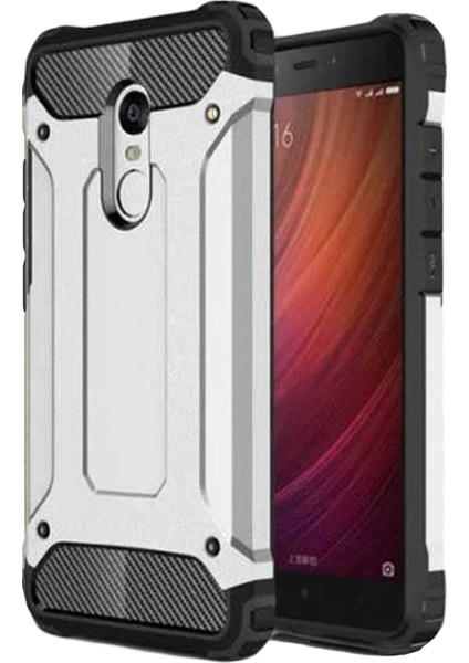 Caseart Xiaomi Redmi Note 4x Kapak Çift Katmanlı Zırh Tank Kılıf - Gri