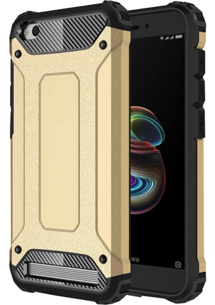 Xiaomi Redmi 5A Kapak Çift Katmanlı Zırh Tank Kılıf - Gold