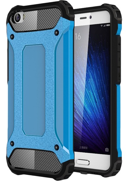 Xiaomi Mi 5 Kapak Çift Katmanlı Zırh Tank Kılıf - Mavi