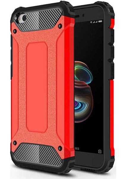 Xiaomi Redmi Go Kapak Çift Katmanlı Zırh Tank Kılıf - Kırmızı