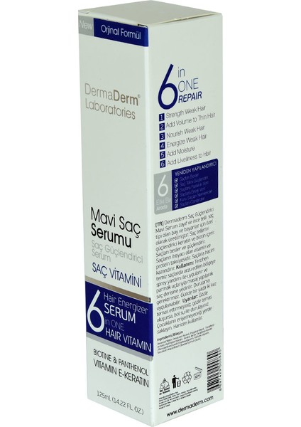 Mavi Saç Serumu Biotin Panthenol Vitamin E Keratinli 125 ml fırsatları