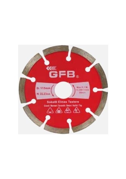 180 mm Soketli Elmas Beton Mermer Granit Kesici
