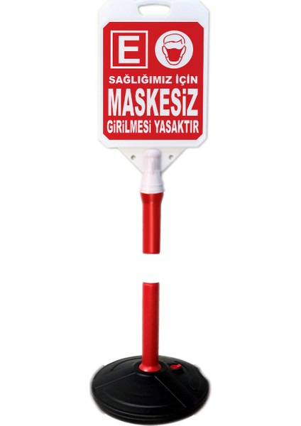 Maskesiz Girmek Yasaktır Sosyal Mesafe Bariyer Uyarı Dubası