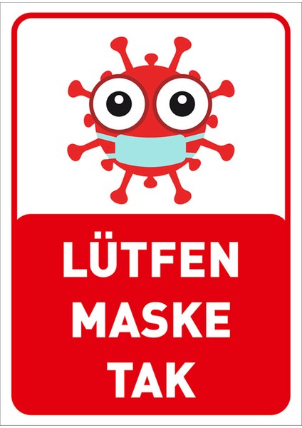 Lütfen Maske Tak Korana Simgeli Çocuklar İçin Sac Malzeme 25 x 35 cm Syl45