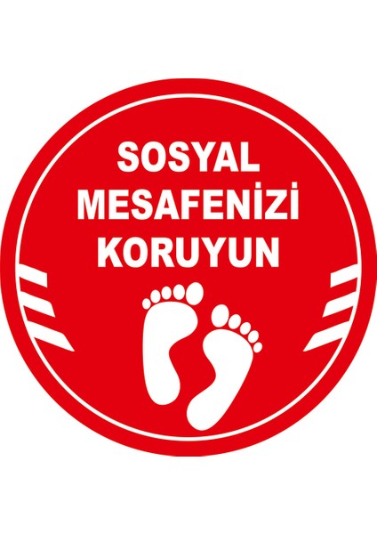 Sosyal Mesafenizi Koruyun Yazılı Yere Yapıştırılacak Sticker 45 x 45 cm Syl18