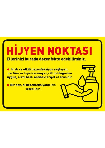 Hijyen Noktası Sarı Zeminli Yatay Afiş Sticker Yapıştırma 25 x 35 cm Syl33