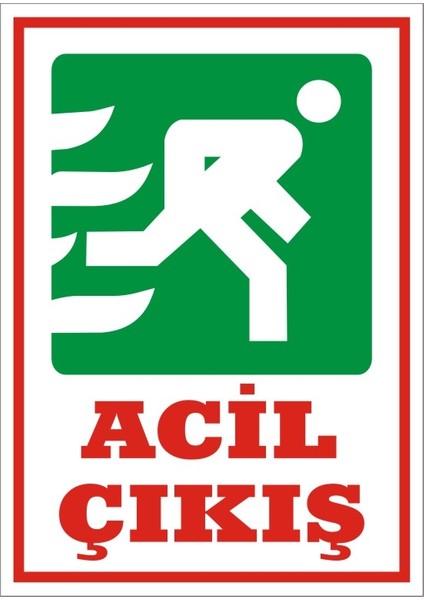İzmir Serifgari Acil Çıkış (Sağ) 2.6 mm PVC Uyarı Levhası 17,5 x 25 cm