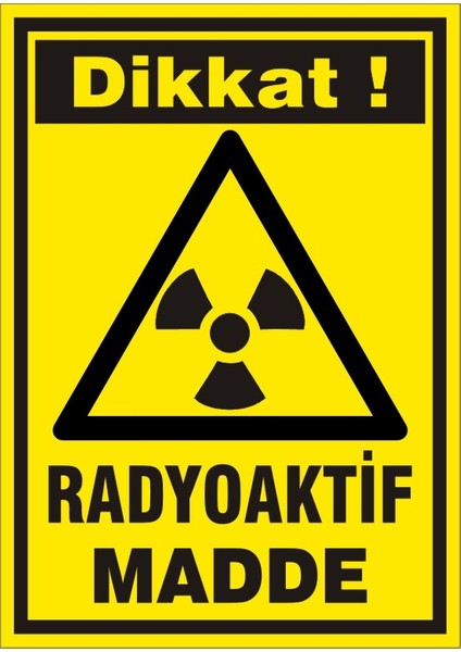 İzmir Serifgari Dikkat Radyoaktif Madde (Kendinden Yapışkanlı Etiket) 17,5 x 25 cm