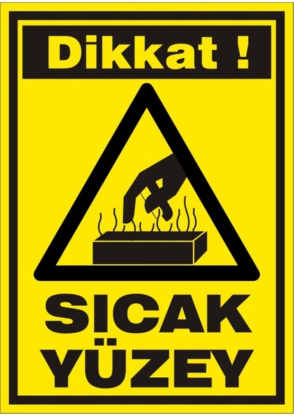İzmir Serifgari Dikkat Sıcak Yüzey 2.6 mm PVC Uyarı Levhası 17,5 x 25 cm