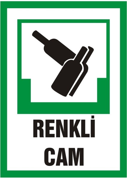İzmir Serifgari Renkli Cam Galvaniz Uyarı Levhası 17,5 x 25 cm