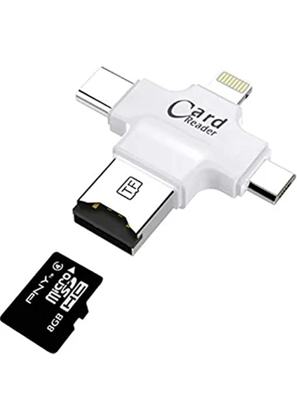 HC05 4 In 1 iOs Android Type-C Lightning USB-A MicroSD TF Kart Okuyucu