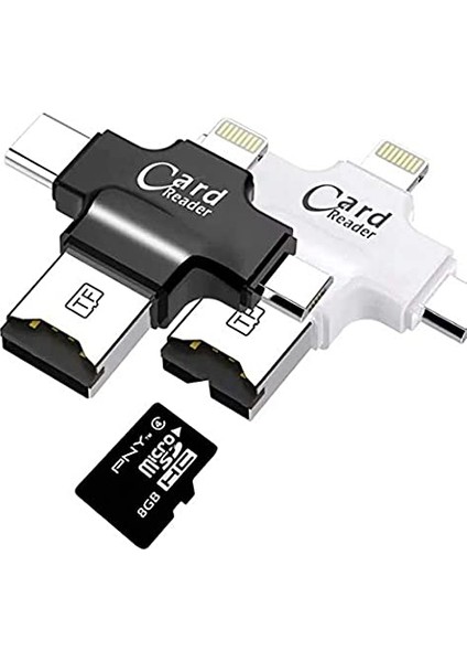 HC05 4 In 1 iOs Android Type-C Lightning USB-A MicroSD TF Kart Okuyucu