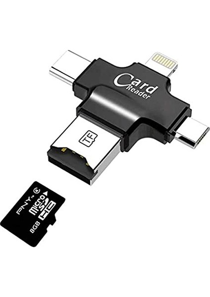 HC05 4 In 1 iOs Android Type-C Lightning USB-A MicroSD TF Kart Okuyucu