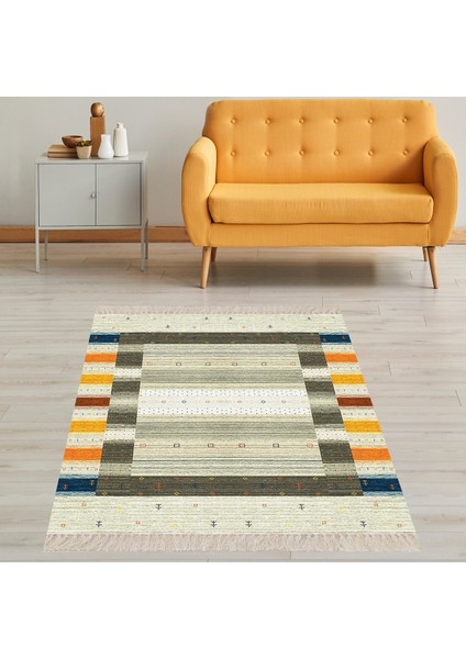 Kilim Desenli Etnik Dijital Baskı Yıkanabilir Kaymaz Taban Modern Salon Halı ve Yolluk