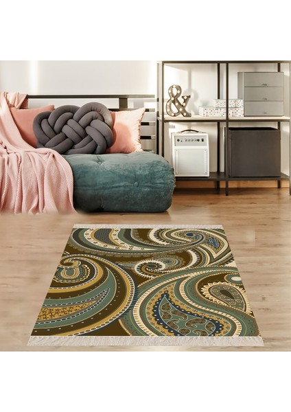 Osmanlı Şal Desen Dijital Baskı Yıkanabilir Modern Salon Halısı ve Yollu