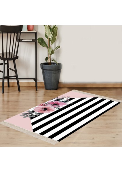 Çiçek Desenli Şertli Dijital Baskı Yıkanabilir Kaymaz Taban Modern Salon Halı ve Yolluk