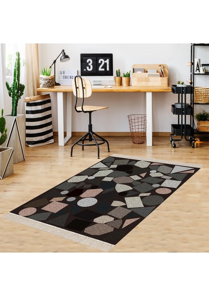 Taş Desenli Dijital Baskı Yıkanabilir Kaymaz Taban Modern Salon Halı ve Yolluk